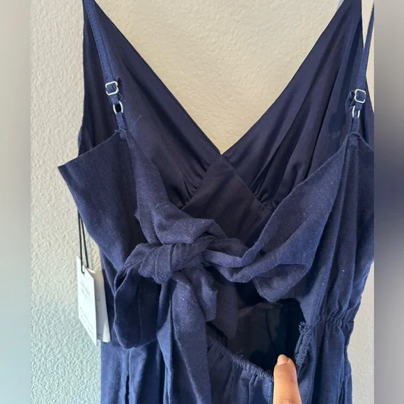 Japna linen blend jumpsuit. Navy blue. NWT. - Picture 6 of 12